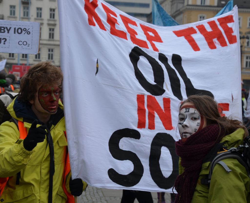Die Zeit läuft ab: Protest von Klimaschützern am Rande des Warschauer Gipfels. (Foto: Krökel)
