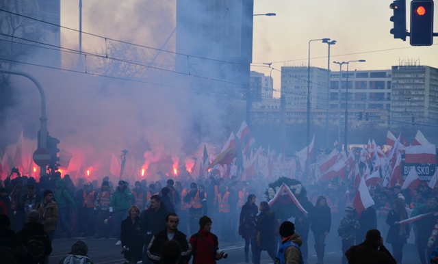 Auftakt zum neofaschistischen "Marsch der Unabhängigkeit" in Warschau. (Foto: Krökel)
